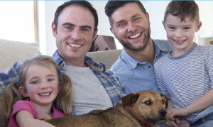 family with dog