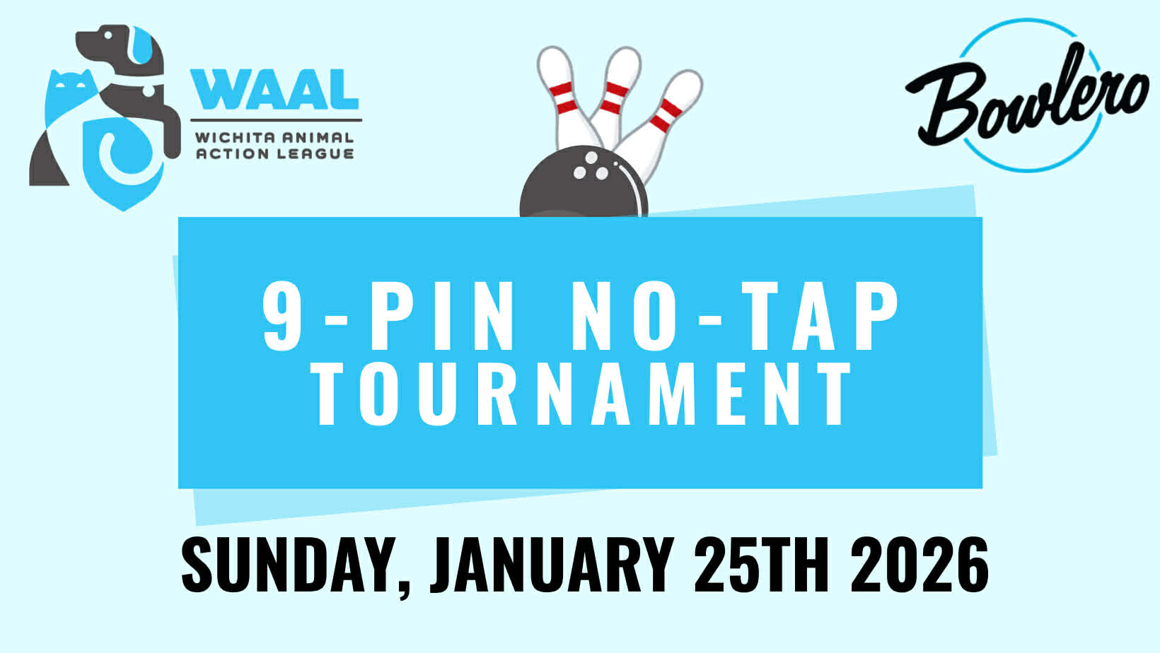 9 pin no tap bowling tournament flyer